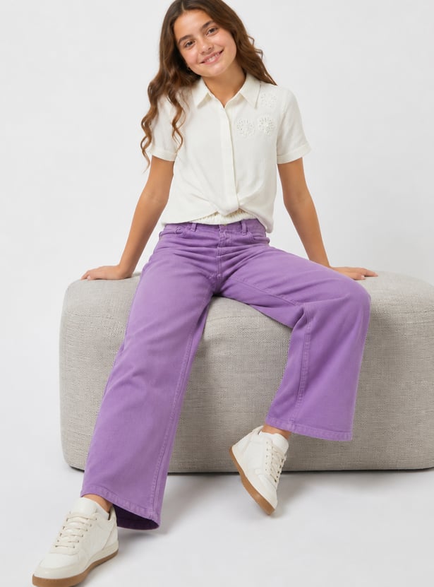 FAME FOREVER Girls Solid Mid-Rise Jeans