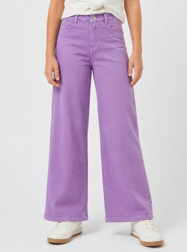 FAME FOREVER Girls Solid Mid-Rise Jeans