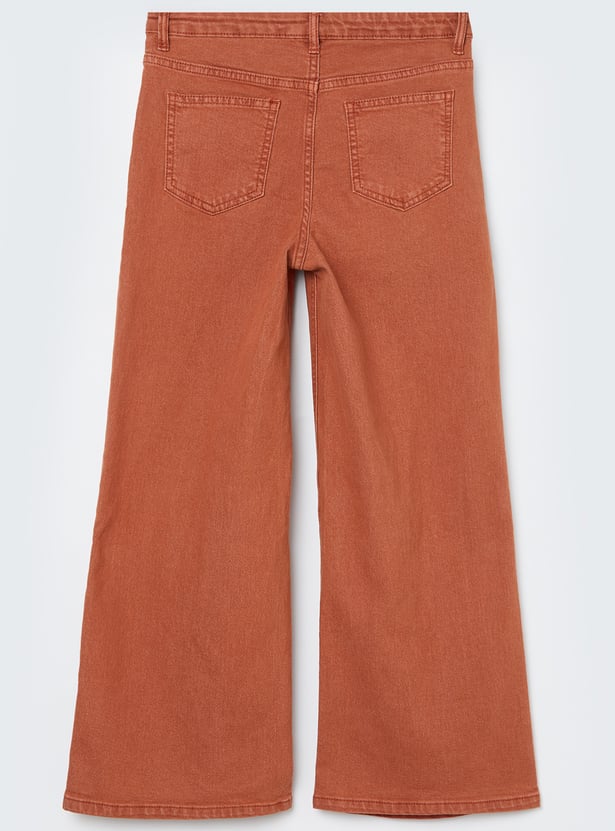 FAME FOREVER Girls Solid Wide Leg Jeans