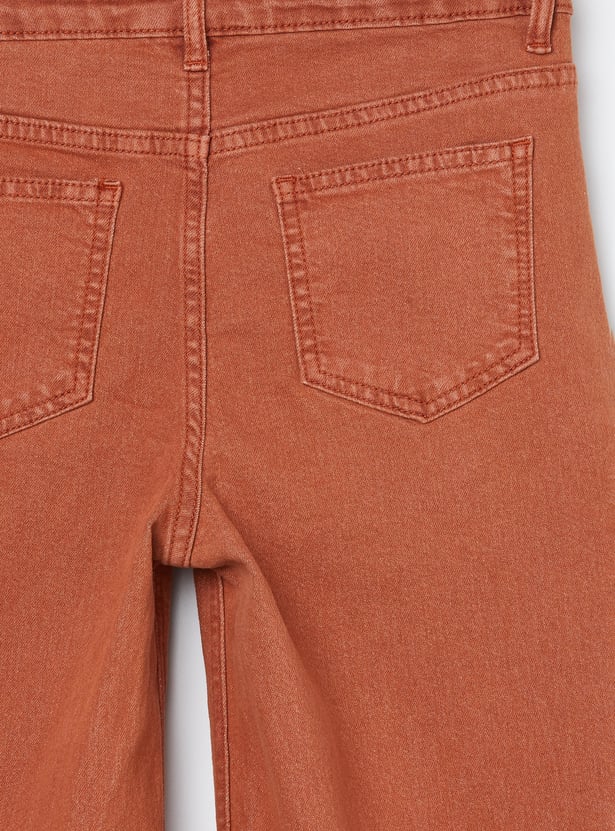 FAME FOREVER Girls Solid Wide Leg Jeans