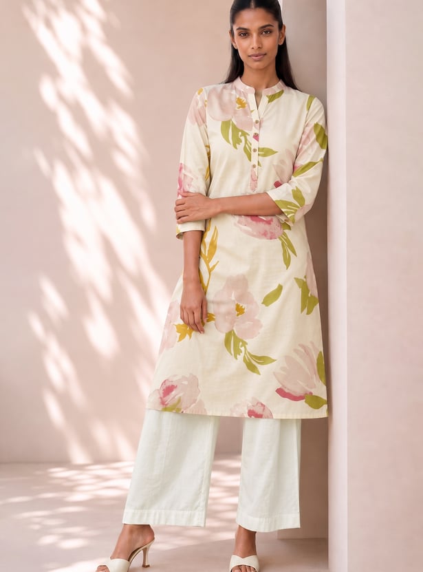 MELANGE Floral Print Straight Kurta