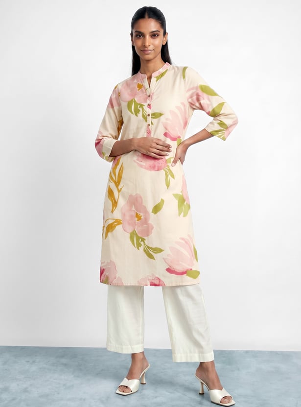 MELANGE Floral Print Straight Kurta
