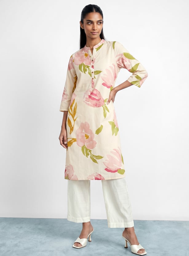 MELANGE Floral Print Straight Kurta