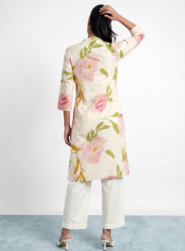 MELANGE Floral Print Straight Kurta