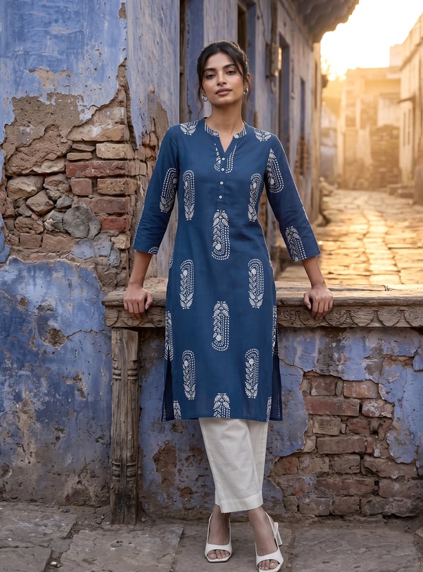 MELANGE Ethnic Motif Straight Kurta