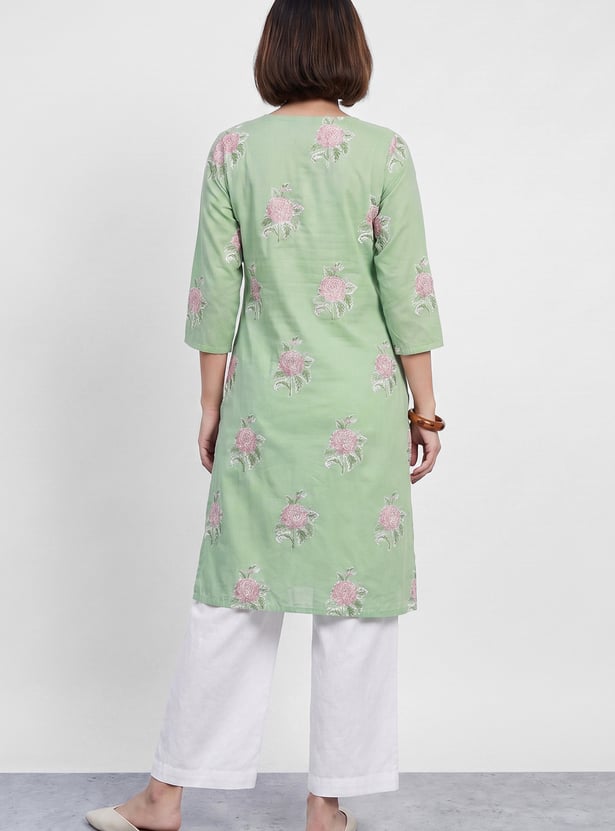 MELANGE Floral Embroidered Straight Kurta