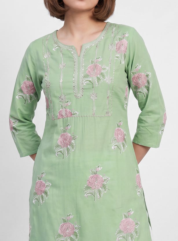 MELANGE Floral Embroidered Straight Kurta