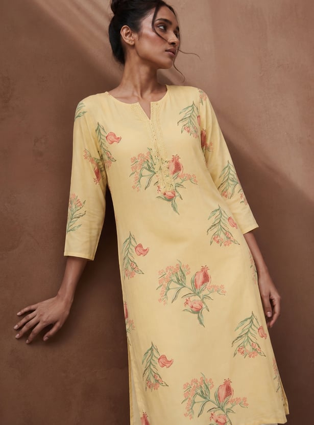 MELANGE Floral Print Straight Kurta