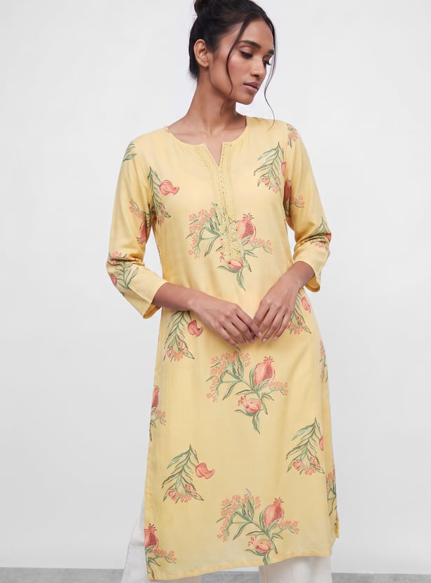 MELANGE Floral Print Straight Kurta