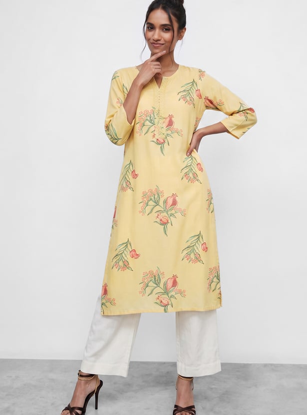 MELANGE Floral Print Straight Kurta
