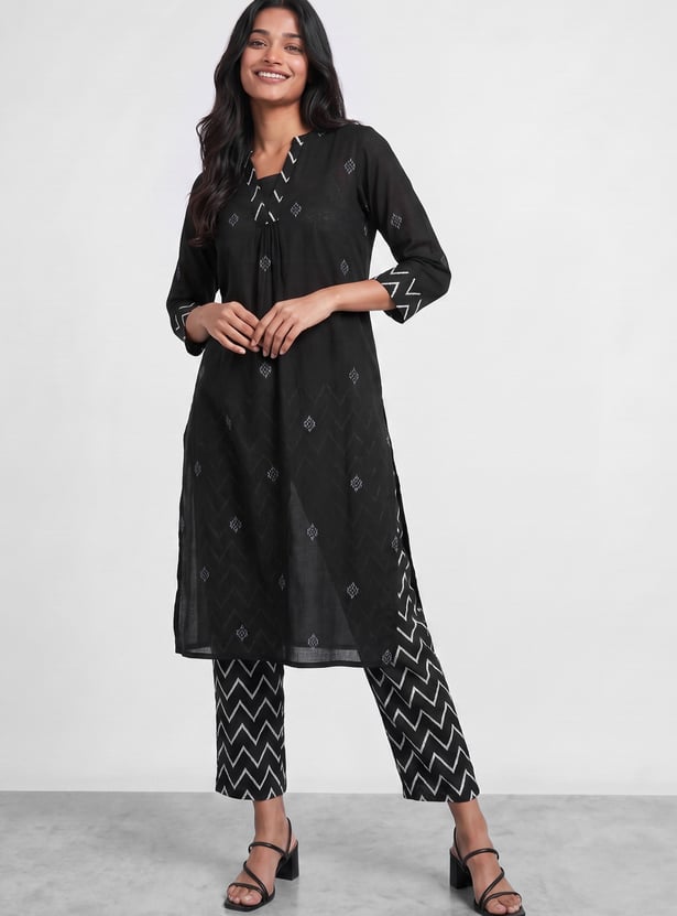 MELANGE Ethnic Motif A-Line Kurta Set