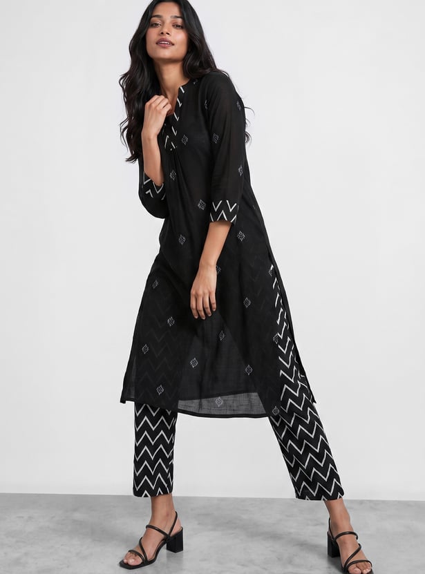 MELANGE Ethnic Motif A-Line Kurta Set