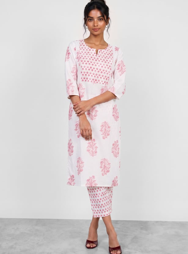 MELANGE Floral Print Straight Kurta Set