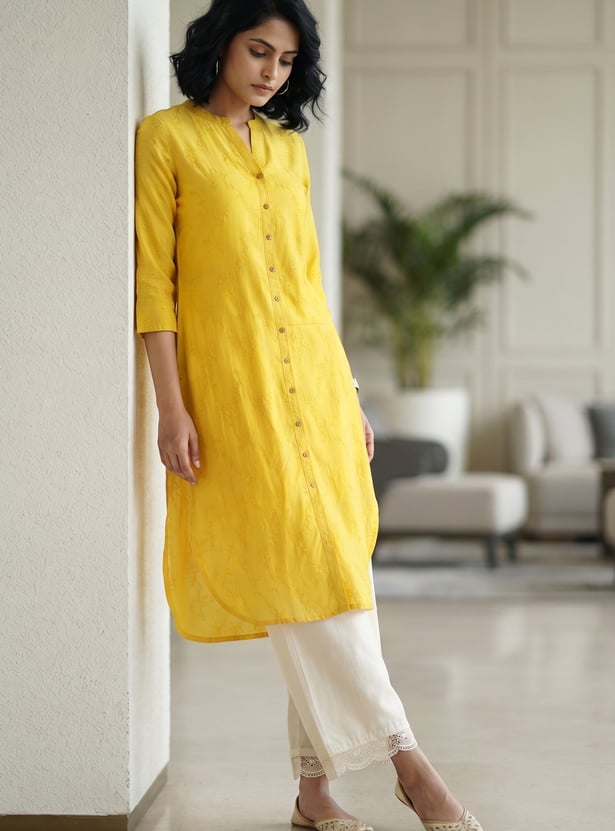 MELANGE Embroidered Button-Down Straight Kurta