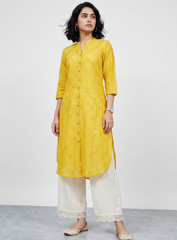 MELANGE Embroidered Button-Down Straight Kurta