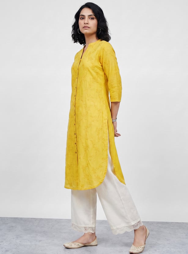 MELANGE Embroidered Button-Down Straight Kurta