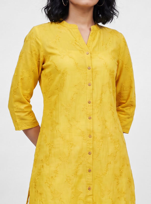 MELANGE Embroidered Button-Down Straight Kurta