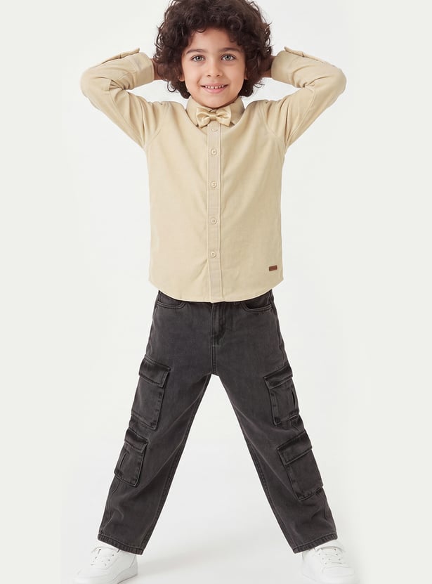 FAME FOREVER Boys Corduroy Shirt with Bow