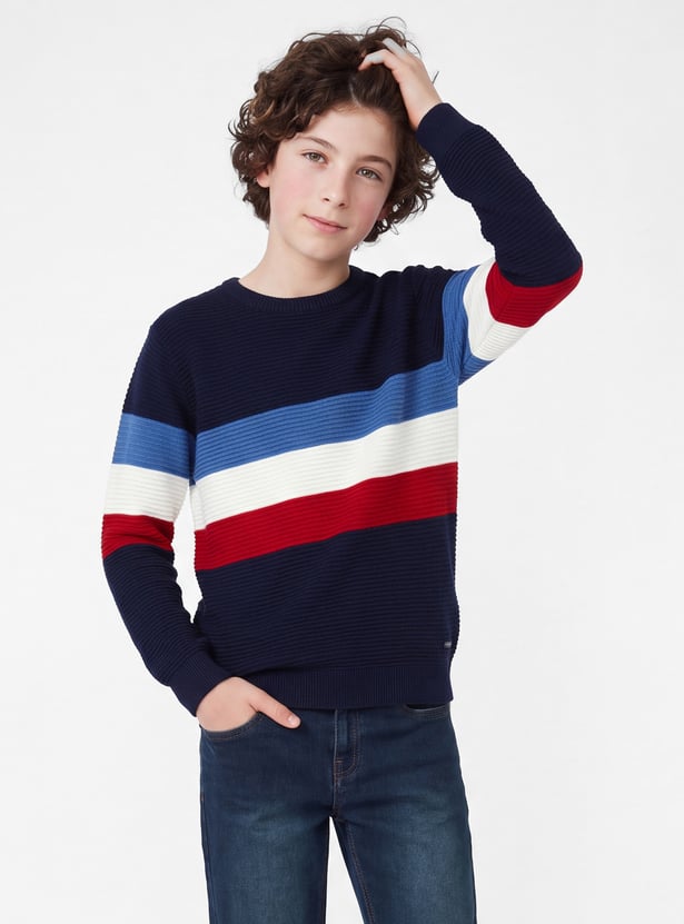 FAME FOREVER Boys Striped Sweater
