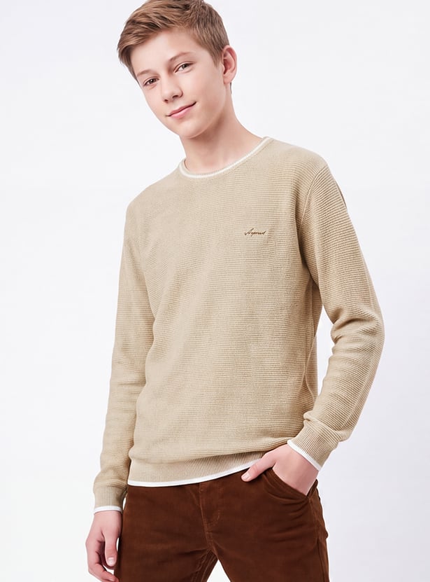 FAME FOREVER Boys Textured Pullover Sweater