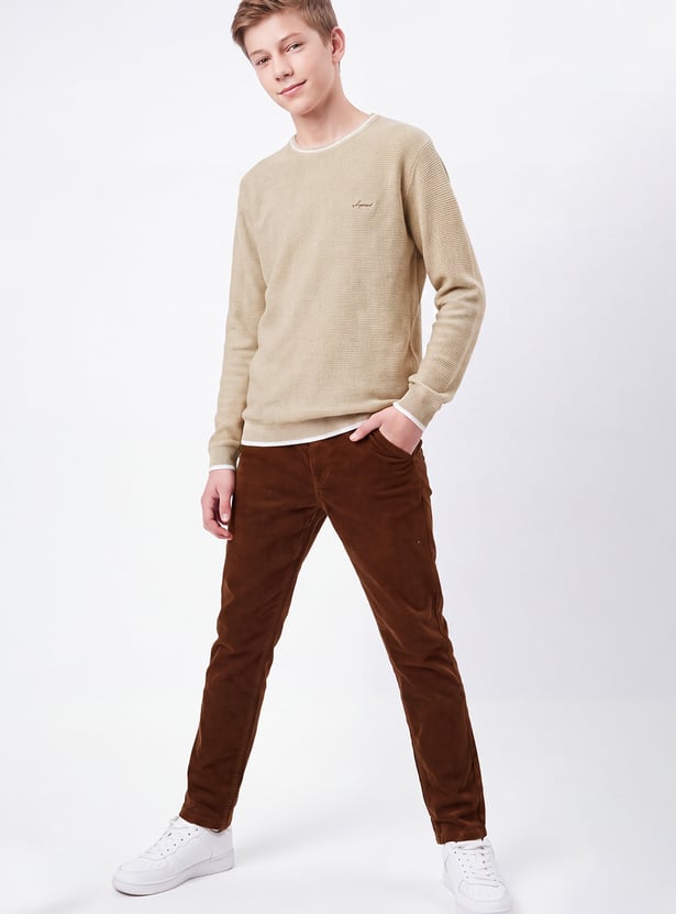 FAME FOREVER Boys Textured Pullover Sweater