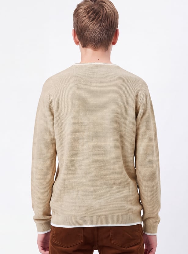 FAME FOREVER Boys Textured Pullover Sweater