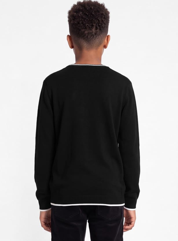 FAME FOREVER Boys Textured Pullover Sweater