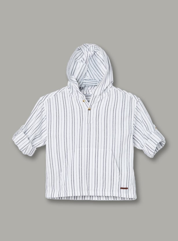 FAME FOREVER Boys Striped Hooded Shirt