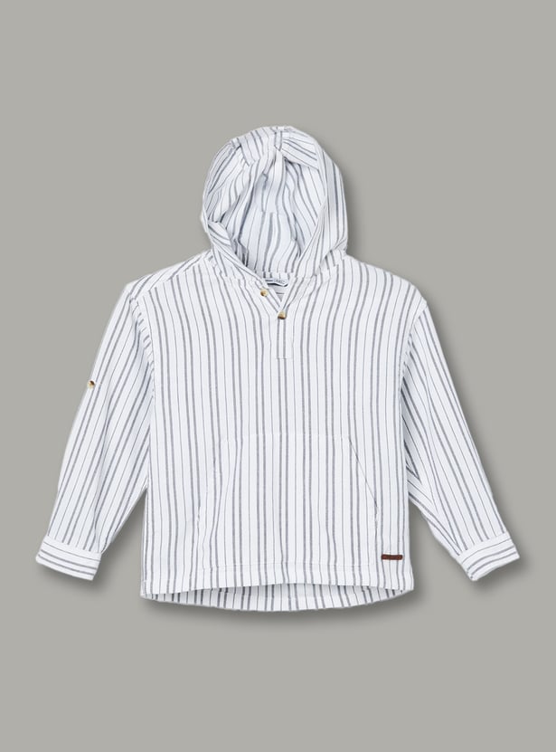 FAME FOREVER Boys Striped Hooded Shirt