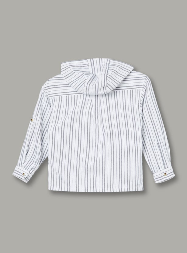 FAME FOREVER Boys Striped Hooded Shirt