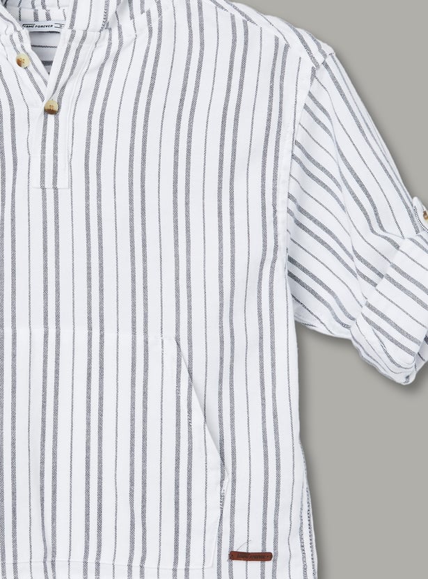 FAME FOREVER Boys Striped Hooded Shirt