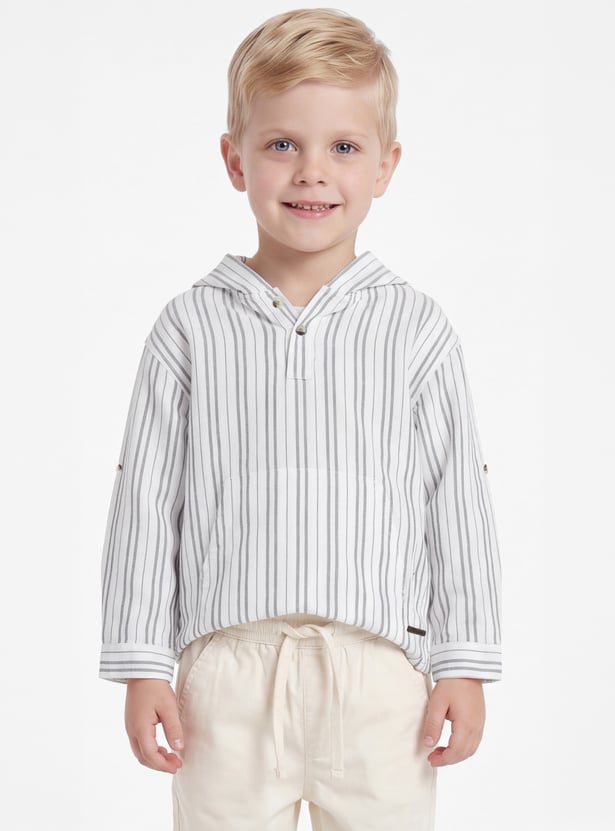 FAME FOREVER Boys Striped Hooded Shirt