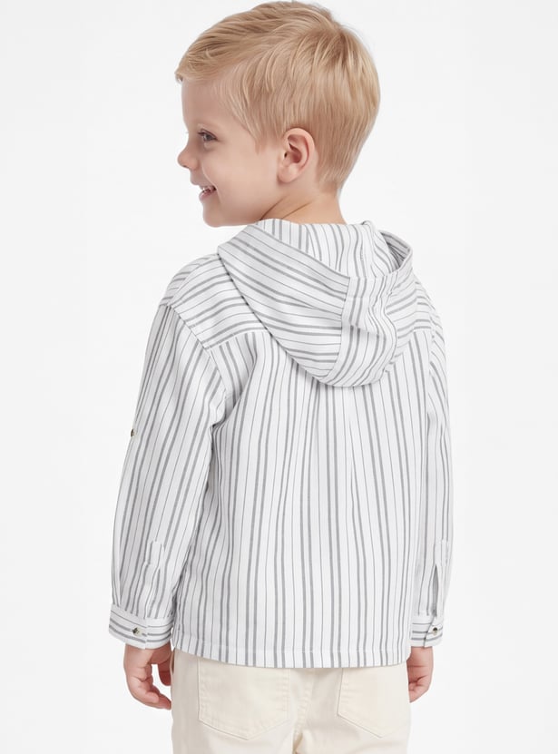 FAME FOREVER Boys Striped Hooded Shirt