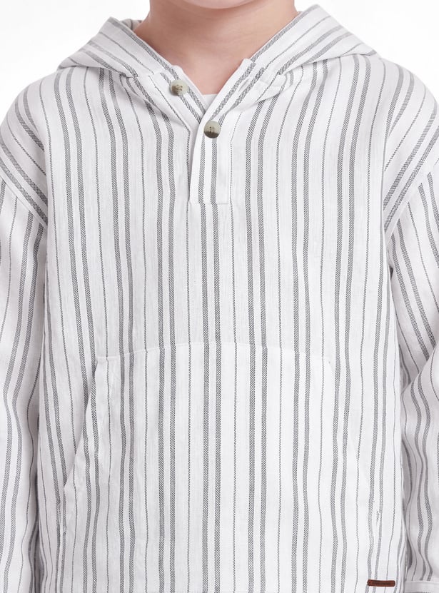 FAME FOREVER Boys Striped Hooded Shirt