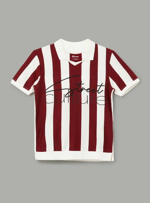FAME FOREVER Boys Striped Polo T-shirt