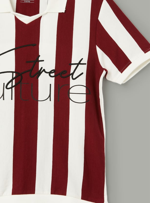 FAME FOREVER Boys Striped Polo T-shirt