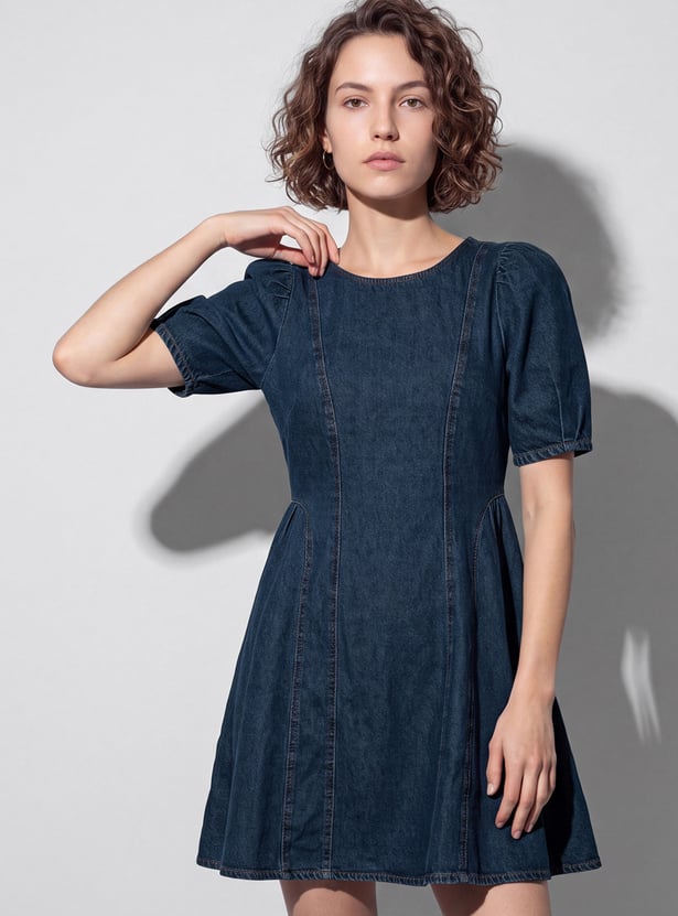 GINGER A-line Zipped Mini Dress