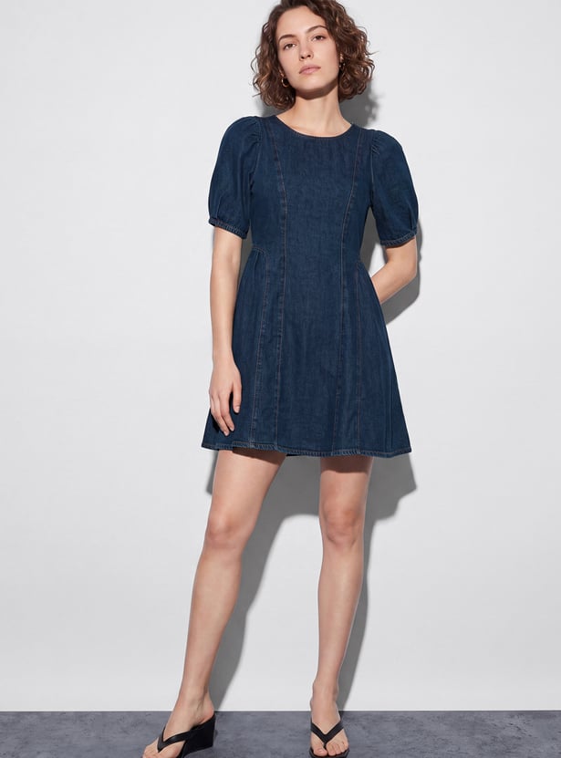 GINGER A-line Zipped Mini Dress