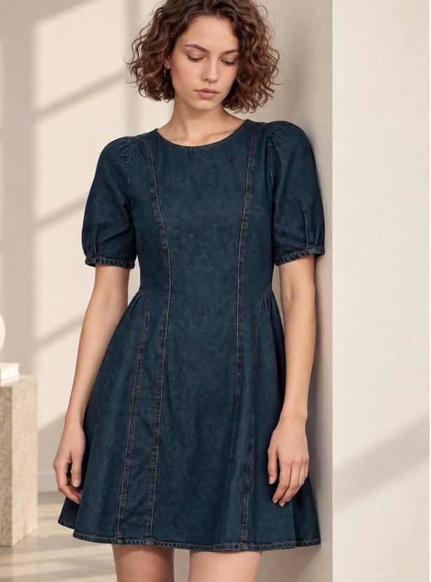 GINGER A-line Zipped Mini Dress