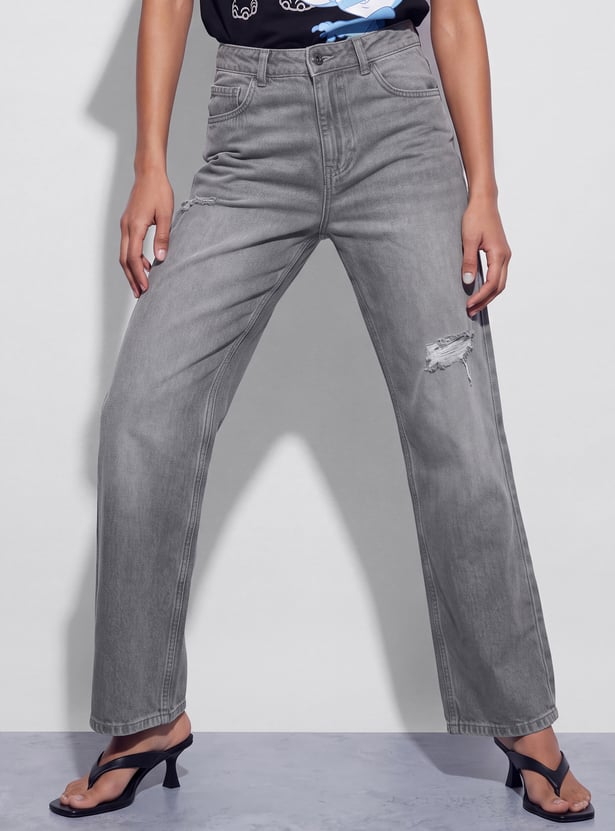 GINGER Distressed High-Rise Jeans