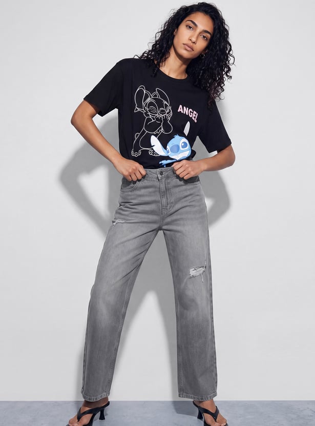 GINGER Distressed High-Rise Jeans