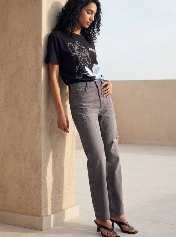 GINGER Distressed High-Rise Jeans