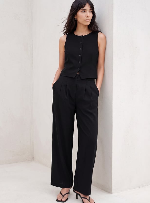 GINGER Solid Pleated Trousers