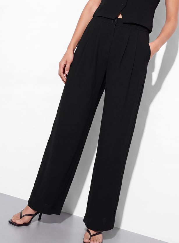 GINGER Solid Pleated Trousers