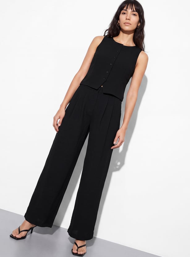GINGER Solid Pleated Trousers