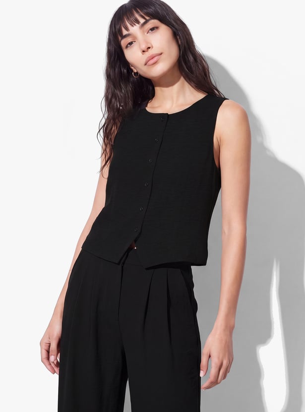 GINGER Solid Vest-Style Top