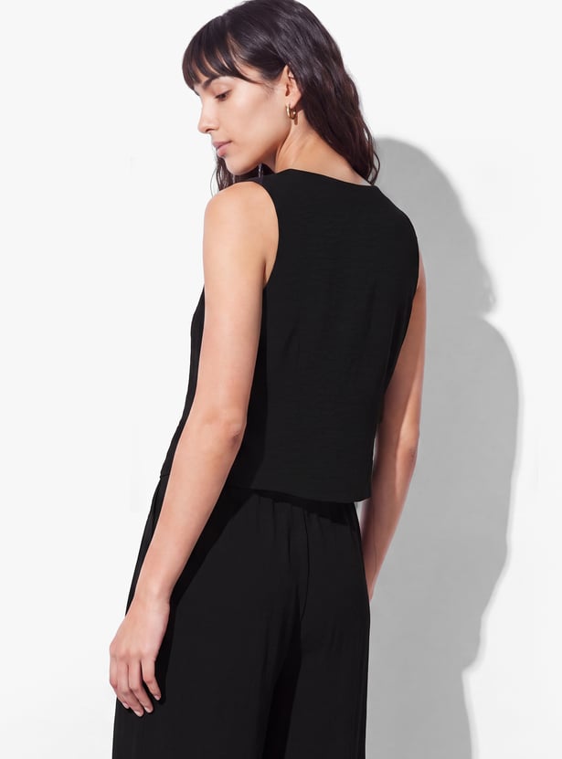 GINGER Solid Vest-Style Top
