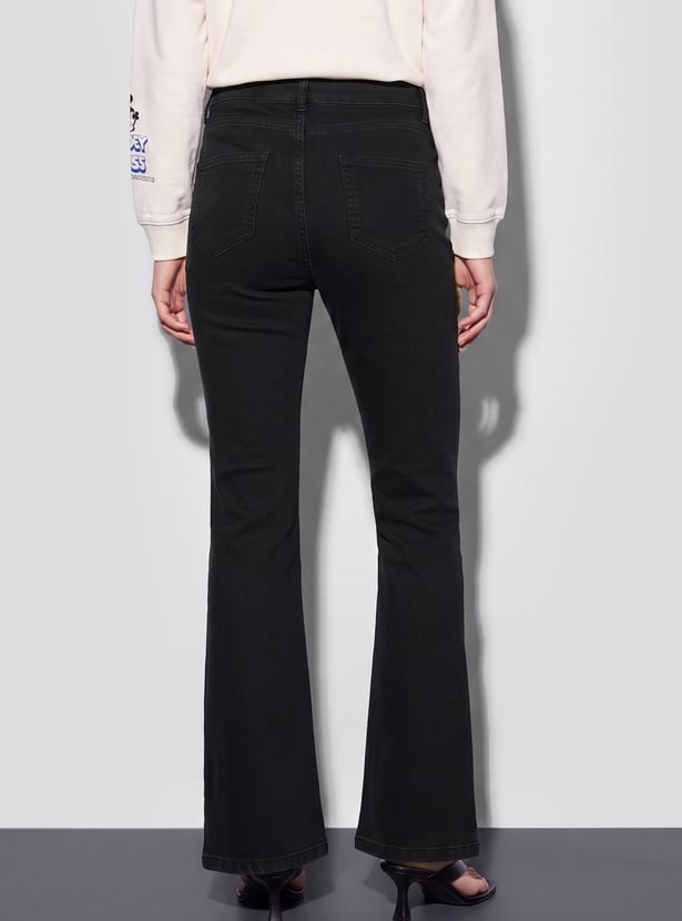 GINGER Washed High-Rise Flared Jeans