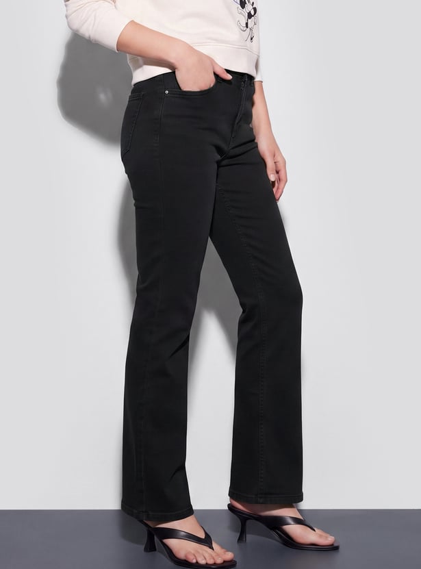 GINGER Washed High-Rise Flared Jeans