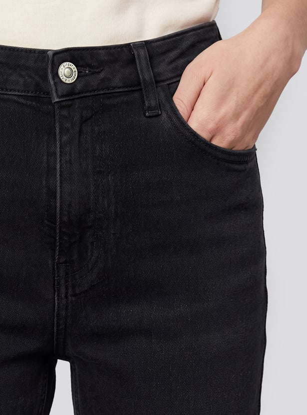 GINGER Washed High-Rise Flared Jeans